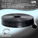 Pool Backwash Hose 1 1/2 Inch Diameter x 100 Feet - Discharge Hose for Pump, Sand Filter & Sump Pump Hoses - Burst Resistant Lay Flat Drainage Hoses for Inground & Above Ground Pools