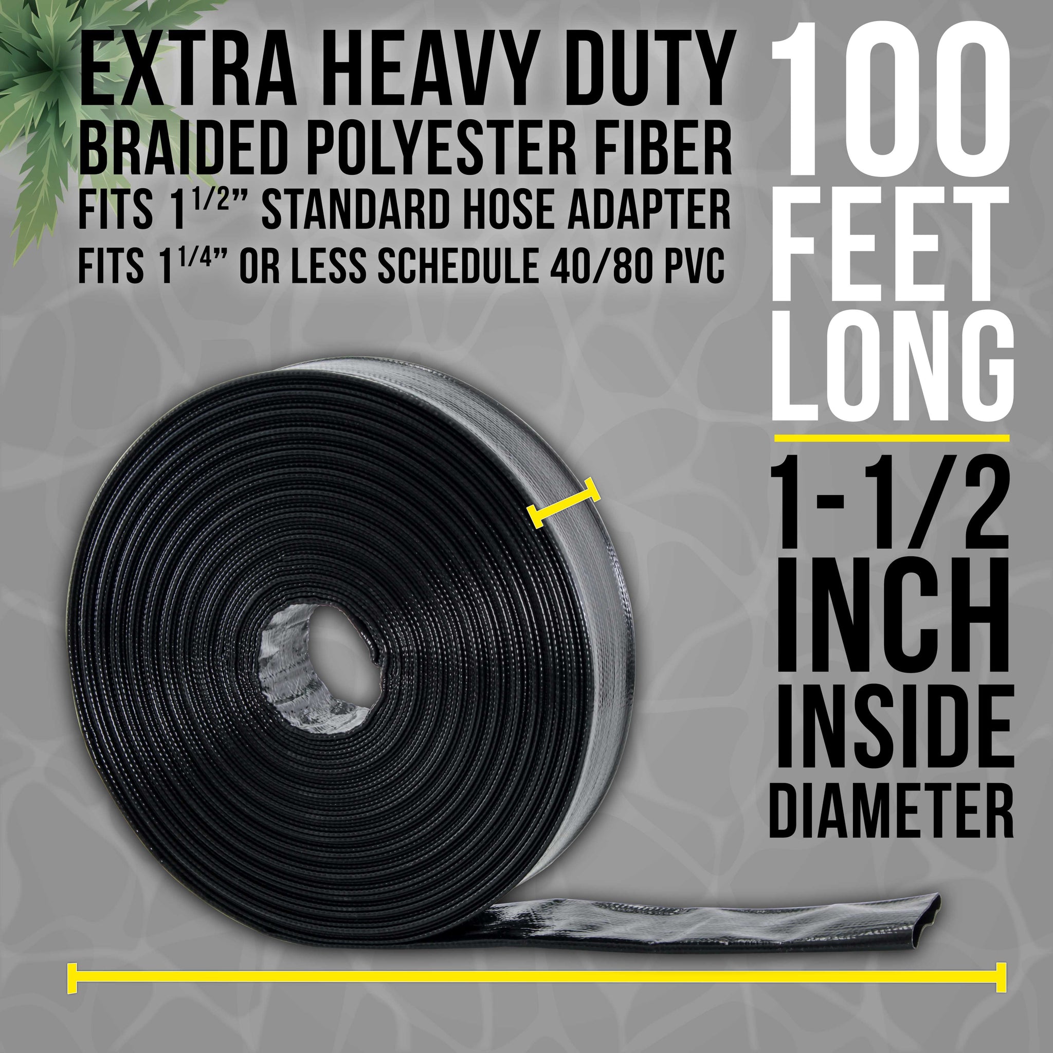 Pool Backwash Hose 1 1/2 Inch Diameter x 100 Feet - Discharge Hose for Pump, Sand Filter & Sump Pump Hoses - Burst Resistant Lay Flat Drainage Hoses for Inground & Above Ground Pools