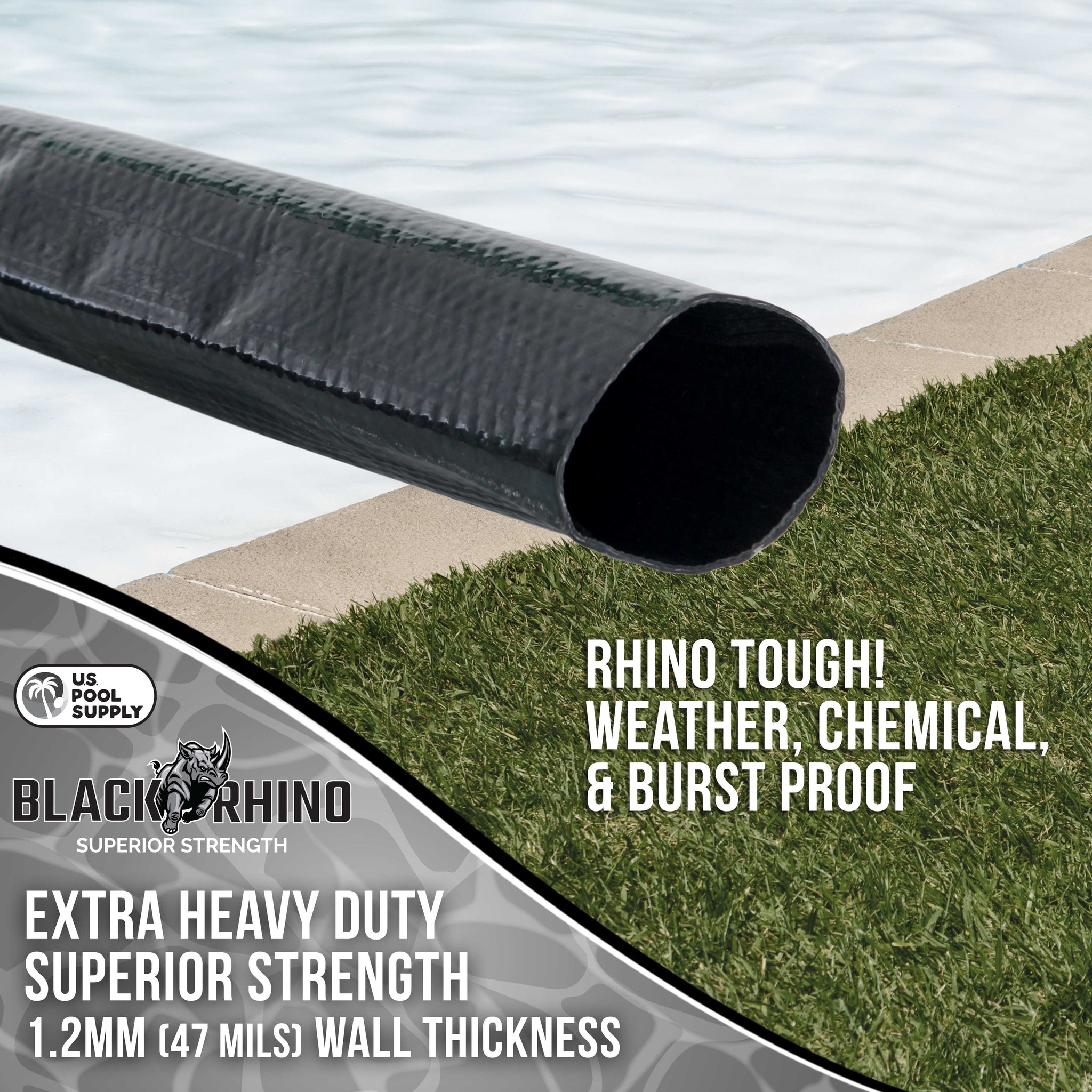 Pool Backwash Hose 1 1/2 Inch Diameter x 100 Feet - Discharge Hose for Pump, Sand Filter & Sump Pump Hoses - Burst Resistant Lay Flat Drainage Hoses for Inground & Above Ground Pools