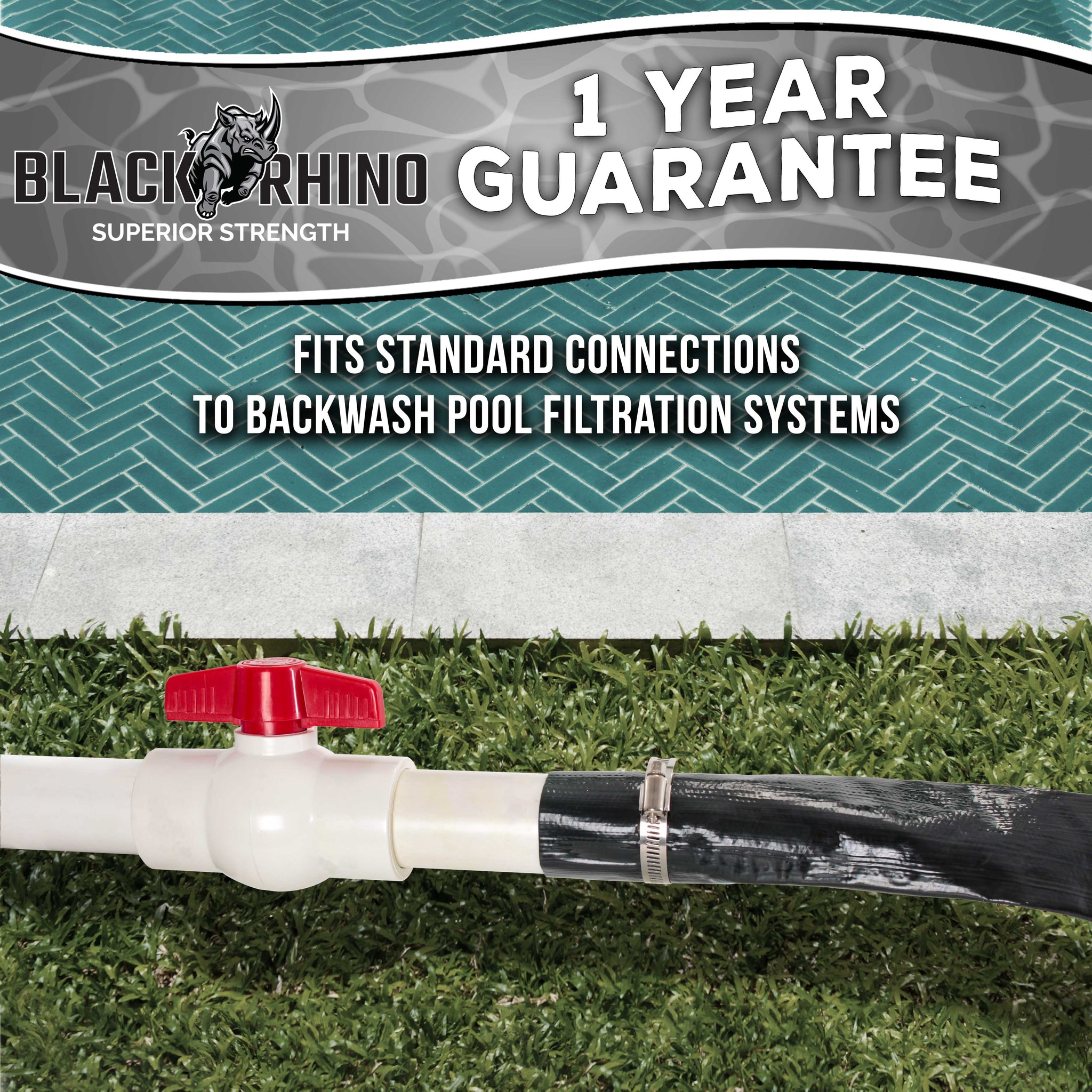 Pool Backwash Hose 1 1/2 Inch Diameter x 100 Feet - Discharge Hose for Pump, Sand Filter & Sump Pump Hoses - Burst Resistant Lay Flat Drainage Hoses for Inground & Above Ground Pools