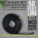 Pool Backwash Hose 1 1/2 Inch Diameter x 50 Feet - Discharge Hose for Pump, Sand Filter & Sump Pump Hoses - Burst Resistant Lay Flat Drainage Hoses for Inground & Above Ground Pools