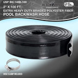 Pool Backwash Hose 2 Inch Diameter x 100 Feet - Discharge Hose for Pump, Sand Filter & Sump Pump Hoses - Burst Resistant Lay Flat Drainage Hoses for Inground & Above Ground Pools