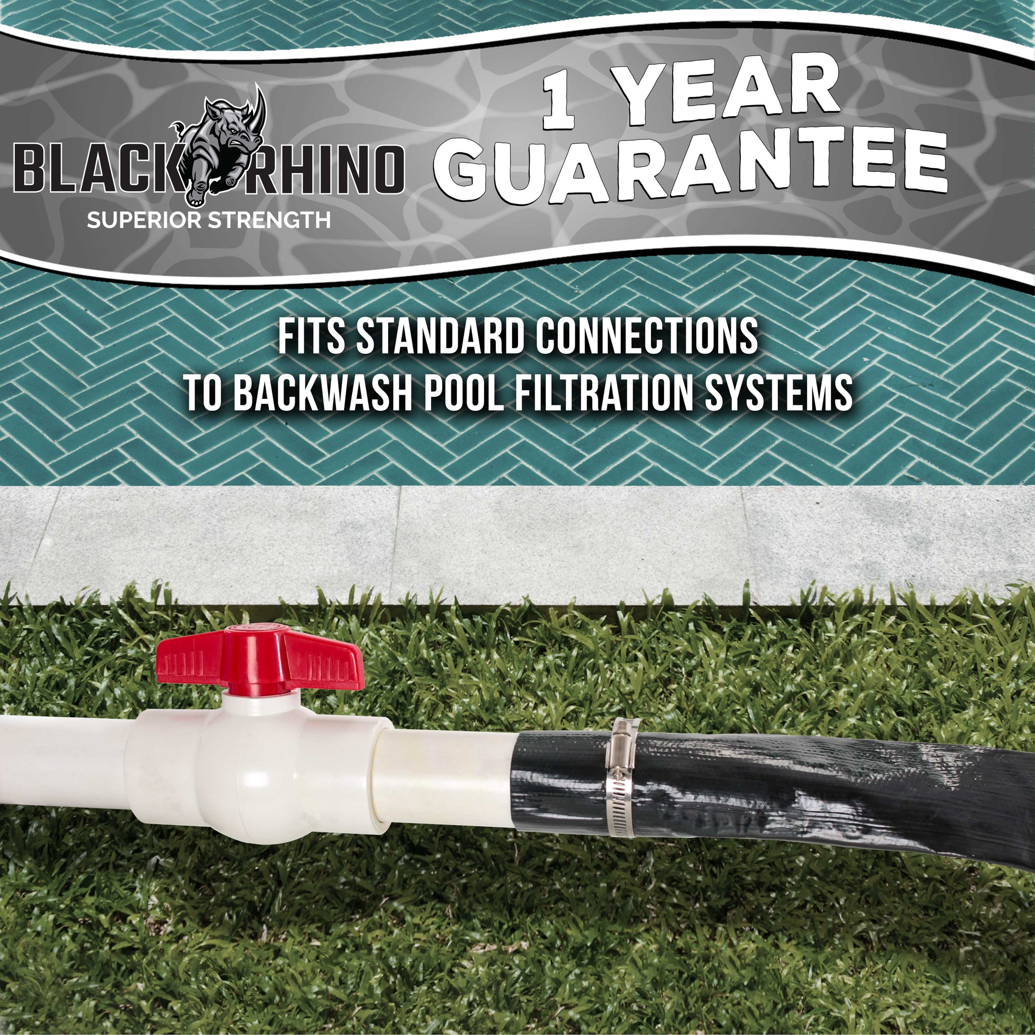 Pool Backwash Hose 2 Inch Diameter x 100 Feet - Discharge Hose for Pump, Sand Filter & Sump Pump Hoses - Burst Resistant Lay Flat Drainage Hoses for Inground & Above Ground Pools