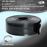 Pool Backwash Hose 2 Inch Diameter x 25 Feet - Discharge Hose for Pump, Sand Filter & Sump Pump Hoses - Burst Resistant Lay Flat Drainage Hoses for Inground & Above Ground Pools