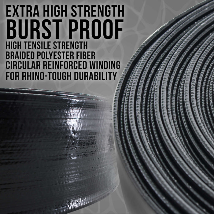 U.S. Pool Supply® Black Rhino 2" x 25' Pool Backwash Hose with Hose Clamp - Extra Heavy Duty Superior Strength, Thick 1.2mm (47 mils), Burst Resistant