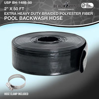 Pool Backwash Hose 2 Inch Diameter x 50 Feet - Discharge Hose for Pump, Sand Filter & Sump Pump Hoses - Burst Resistant Lay Flat Drainage Hoses for Inground & Above Ground Pools