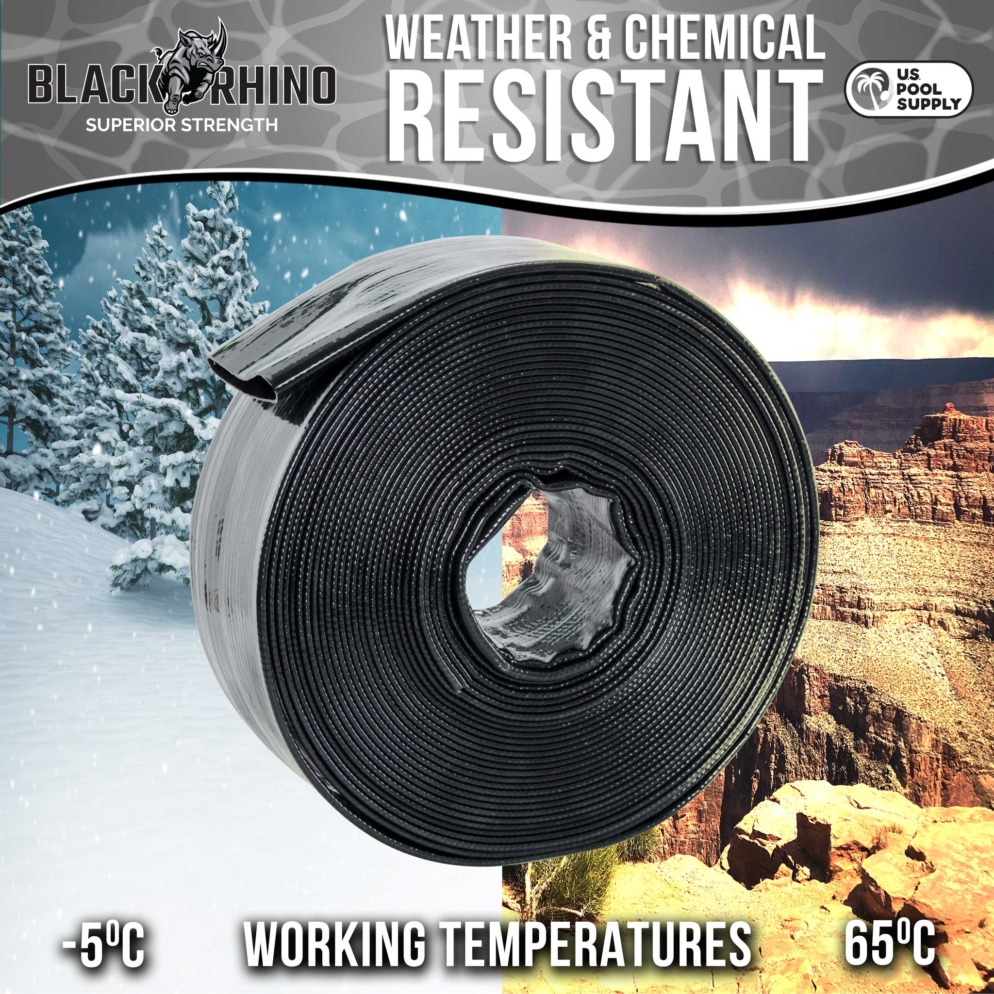 Pool Backwash Hose 2 Inch Diameter x 50 Feet - Discharge Hose for Pump, Sand Filter & Sump Pump Hoses - Burst Resistant Lay Flat Drainage Hoses for Inground & Above Ground Pools