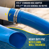 2" x 100' Heavy Duty Blue Swimming Pool Backwash Hose with Hose Clamp