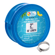 2" x 50' Heavy Duty Blue Swimming Pool Backwash Hose with Hose Clamp