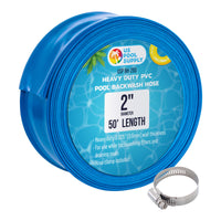 2" x 50' Heavy Duty Blue Swimming Pool Backwash Hose with Hose Clamp