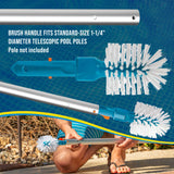 Pool Round Corner and Step Brush with Pole Handle - Stiff Nylon Bristles Scrub and Clean Corners, Steps, Stairs, Spa Jets - Cleaning