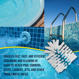 Pool Round Corner and Step Brush with Pole Handle - Stiff Nylon Bristles Scrub and Clean Corners, Steps, Stairs, Spa Jets - Cleaning