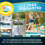 Pool Round Corner and Step Brush with Pole Handle - Stiff Nylon Bristles Scrub and Clean Corners, Steps, Stairs, Spa Jets - Cleaning