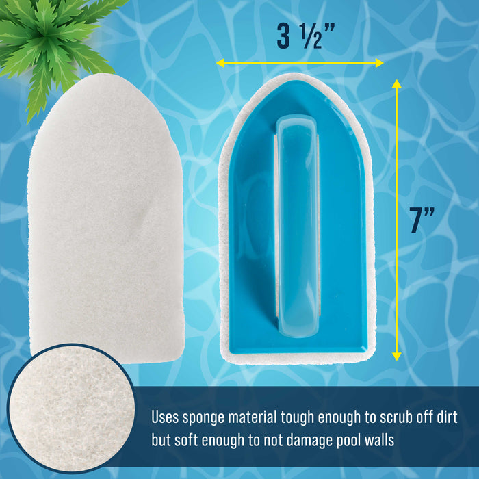 U.S. Pool Supply Hand-Held Pool Scrub Brush, 2 Pack - Surface Scrubbing Scouring Sponge Pad - Clean Pool Tile & Grout, Walls, Vinyl Liners, Spas