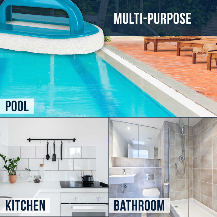 U.S. Pool Supply Hand-Held Pool Scrub Brush, 2 Pack - Surface Scrubbing Scouring Sponge Pad - Clean Pool Tile & Grout, Walls, Vinyl Liners, Spas