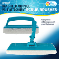 Hand-Held and Pool Pole Attachment Scrub Brushes - Surface Scrubbing Scouring Sponge Pads - Clean Pool Tile Grout, Walls Vinyl Liners