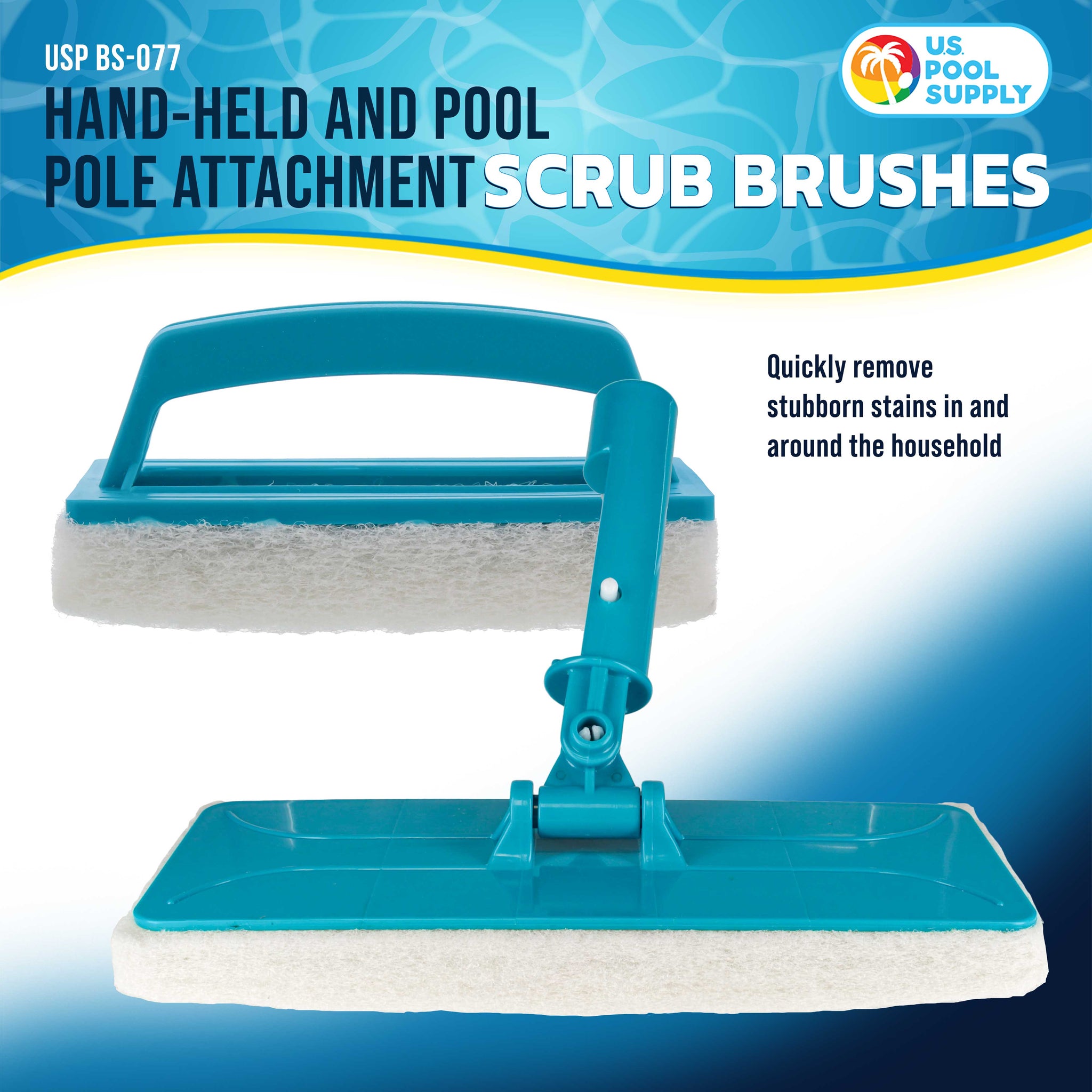 Hand-Held and Pool Pole Attachment Scrub Brushes - Surface Scrubbing Scouring Sponge Pads - Clean Pool Tile Grout, Walls Vinyl Liners