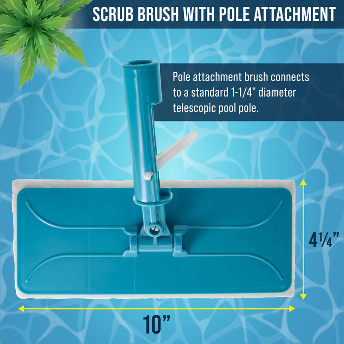 U.S. Pool Supply Hand-Held and Pool Pole Attachment Scrub Brushes - Surface Scrubbing Scouring Sponge Pads - Clean Pool Tile Grout, Walls Vinyl Liners