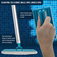 Hand-Held and Pool Pole Attachment Scrub Brushes - Surface Scrubbing Scouring Sponge Pads - Clean Pool Tile Grout, Walls Vinyl Liners