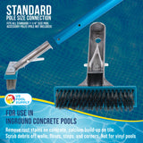 5" Stainless Steel Wire Bristle Pool Brush, HD Aluminum Pole Handle - Clean Remove Rust Stains on Concrete, Calcium Build-Up on Tiles