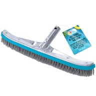 Professional 18" Stainless Steel Pool Algae Brush with Heavy Duty Aluminum Handle, EZ Clips - Durable Wire Bristles, Scrub & Remove Rust Stains Debris