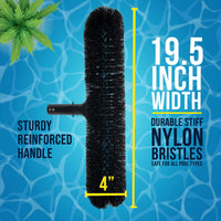 Professional 18" Heavy-Duty Floor & Wall Pool Brush with 270 Degrees of Durable Nylon Bristles - Reinforced Handle, Scrub Corners