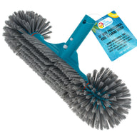15" Pool Brush Head for Inground Pools - Round Hemispherical Ends, 7 Rows of Scrubbing Bristles, Floor, Wall, Step Scrub Brush