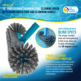 15" Pool Brush Head for Inground Pools - Round Hemispherical Ends, 7 Rows of Scrubbing Bristles, Floor, Wall, Step Scrub Brush