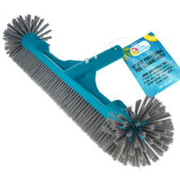 18" Pool Brush Head for Inground Pools - Round Hemispherical Ends, 7 Rows of Scrubbing Bristles, Floor, Wall, Step Scrub Brush