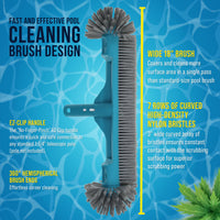 18" Pool Brush Head for Inground Pools - Round Hemispherical Ends, 7 Rows of Scrubbing Bristles, Floor, Wall, Step Scrub Brush
