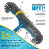18" Pool Brush Head for Inground Pools - Round Hemispherical Ends, 7 Rows of Scrubbing Bristles, Floor, Wall, Step Scrub Brush