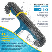 18" Pool Brush Head for Inground Pools - Round Hemispherical Ends, 7 Rows of Scrubbing Bristles, Floor, Wall, Step Scrub Brush