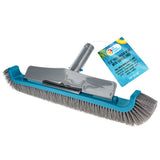 17.5" Pool Brush Head for Inground Pools - Swimming Pool Brush with Curved Ends, Aluminum Pole Handle, Durable Bristles, Scrub Floors, Walls, Step