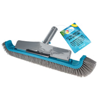 17.5" Pool Brush Head for Inground Pools - Swimming Pool Brush with Curved Ends, Aluminum Pole Handle, Durable Bristles, Scrub Floors, Walls, Step