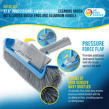 17.5" Pool Brush Head for Inground Pools - Swimming Pool Brush with Curved Ends, Aluminum Pole Handle, Durable Bristles, Scrub Floors, Walls, Step