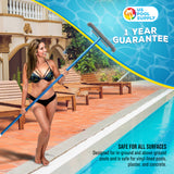 17.5" Pool Brush Head for Inground Pools - Swimming Pool Brush with Curved Ends, Aluminum Pole Handle, Durable Bristles, Scrub Floors, Walls, Step