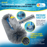 17.5" Pool Brush Head for Inground Pools - Round Hemispherical Ends, 7 Rows of Scrubbing Bristles, Floor, Wall, Step Scrub Brush
