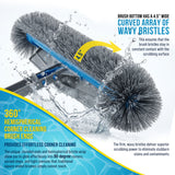 17.5" Pool Brush Head for Inground Pools - Round Hemispherical Ends, 7 Rows of Scrubbing Bristles, Floor, Wall, Step Scrub Brush