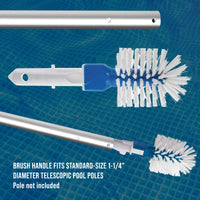 Corner and Step Round Pool Brush with Pole Handle - Strong Nylon Bristles Scrub Clean Corners, Steps, Stairs, Spa Jets, Remove Debris