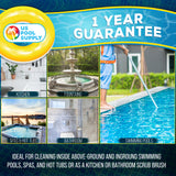 Corner and Step Round Pool Brush with Pole Handle - Strong Nylon Bristles Scrub Clean Corners, Steps, Stairs, Spa Jets, Remove Debris