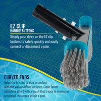 Heavy-Duty 17.7" Floor & Wall Pool Scrub Brush with Durable Bristles, Curved Ends, Reinforced Aluminium Back - Sweep Debris off Floor