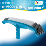 Professional 19" Floor & Wall Pool Brush with Flexible Curved Ends - Flexes on Walls, Floors & Steps to Sweep Off Debris Easier