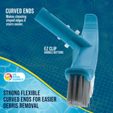 Professional 19" Floor & Wall Pool Brush with Flexible Curved Ends - Flexes on Walls, Floors & Steps to Sweep Off Debris Easier