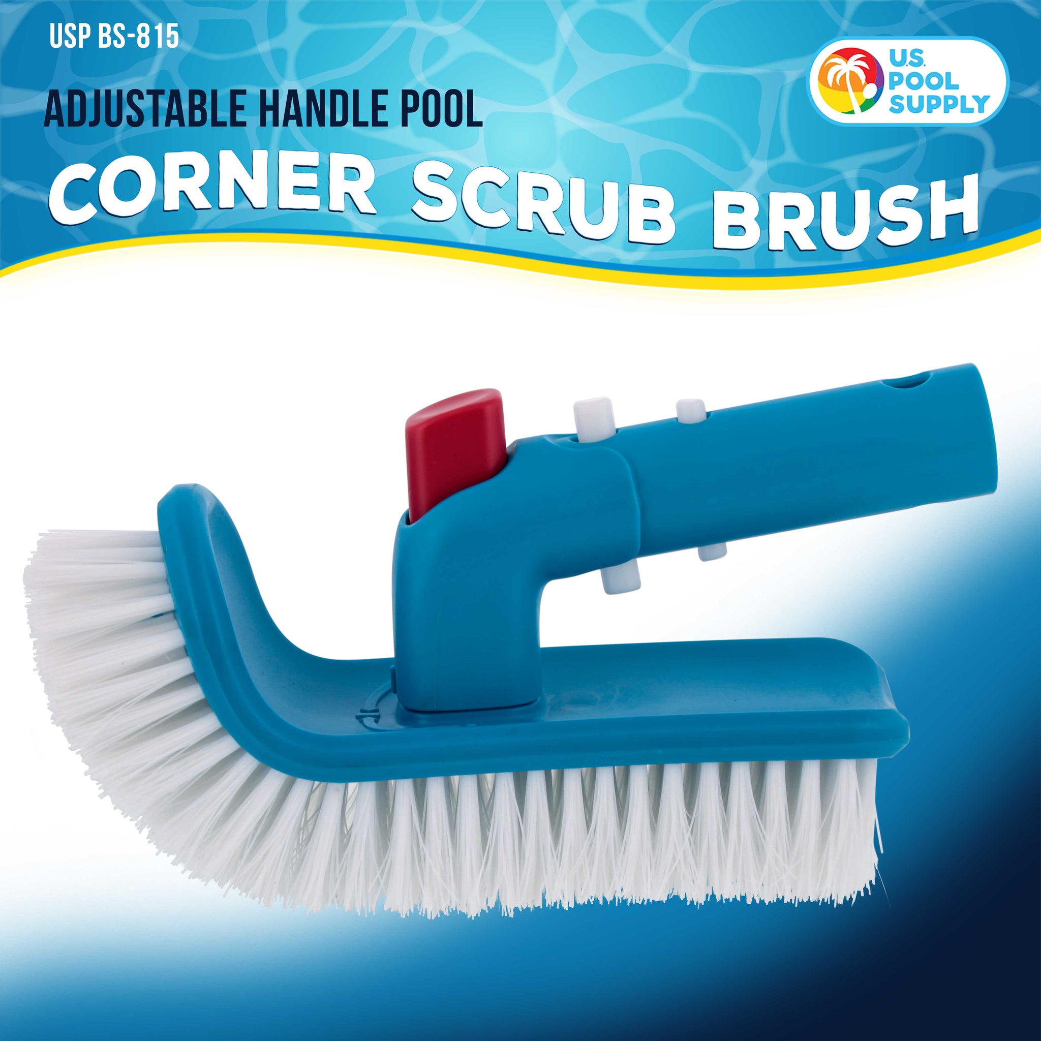 Professional Pool Step and Corner Cleaning Brush with Adjustable 180 Degree Handle Rotation, Scrub Clean Swimming Pools Spas Hot Tubs