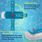 Professional Pool Step and Corner Cleaning Brush with Adjustable 180 Degree Handle Rotation, Scrub Clean Swimming Pools Spas Hot Tubs