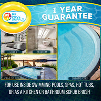 Professional Pool Step and Corner Cleaning Brush with Adjustable 180 Degree Handle Rotation, Scrub Clean Swimming Pools Spas Hot Tubs