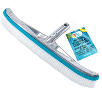 Professional 18" Aluminum Wall & Floor Pool Brush with Nylon Bristles and EZ Clip Handle - Reinforced Curved Ends, Durable Nylon Bristles