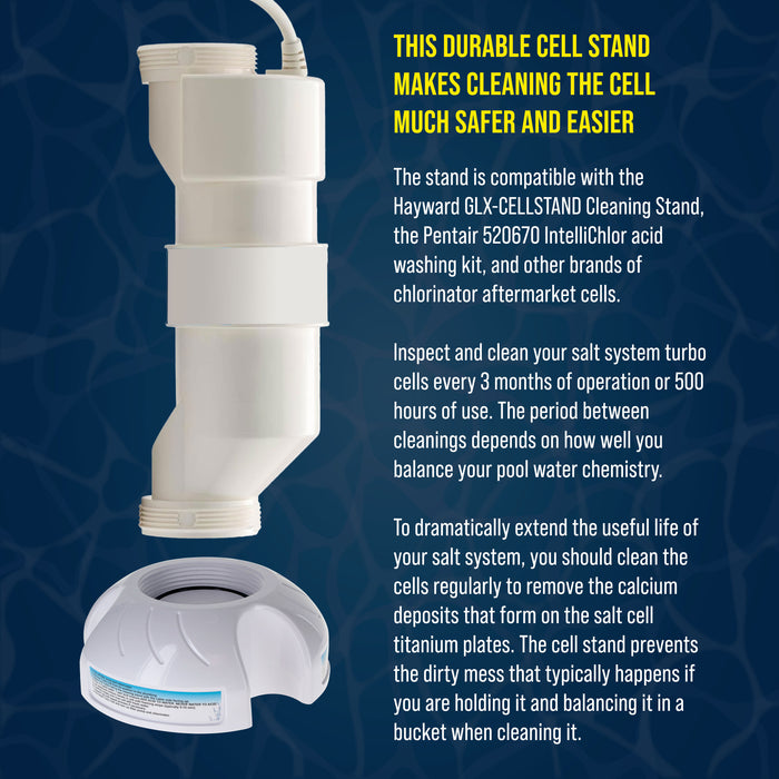 Pool Salt Cell Cleaning Stand - Replacement Compatible with Hayward GLX-CELLSTAND for Turbo Cells, 520670 IntelliChlor Acid Washing Kit - Chlorinator Cleaner, Remove Calcium Deposits