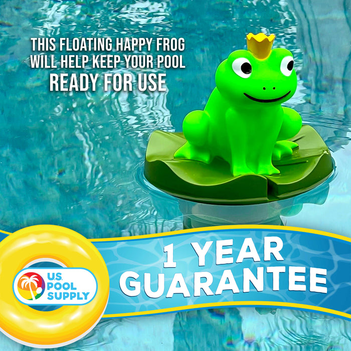 U.S. Pool Supply Frog Prince Floating Pool Chlorine Dispenser, Collapsible Base, Holds 3" Tablets - 7" Fun Cute Happy Pet Froggy Animal Float Floater