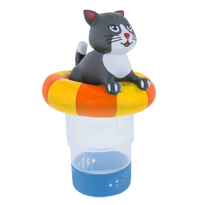 U.S. Pool Supply Kitty Cat Floating Pool Chlorine Dispenser, Collapsible Base, Holds 3" Tablets - 7" Fun Cute Pet Life Preserver Animal Float Floater